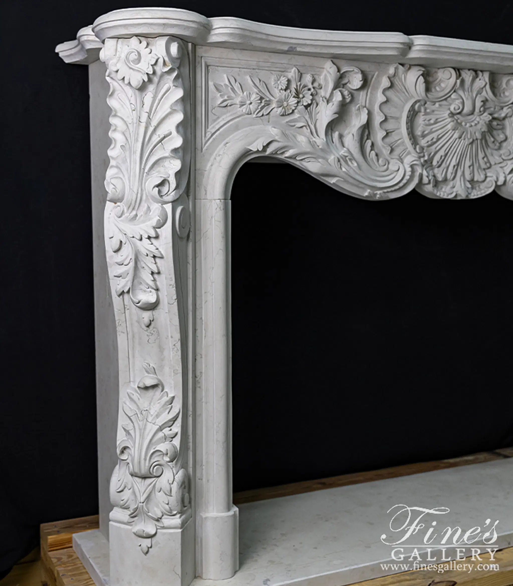 Marble Fireplaces - Exotic Italian Bianco Perlino Marble French